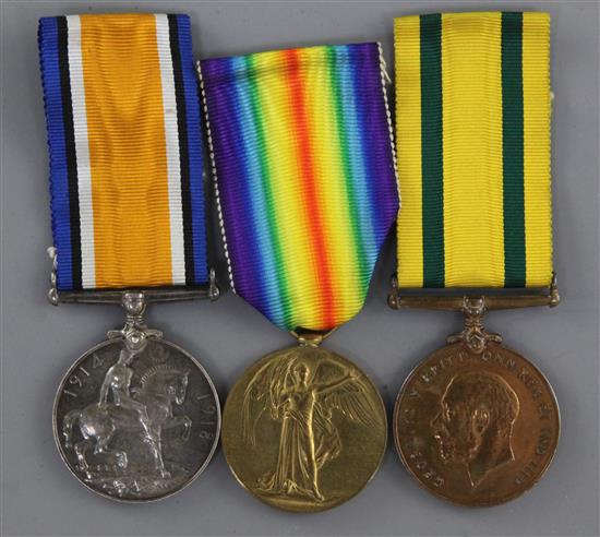 A World War I group of 3 medals to Gnr J.W.Banks, R.A.